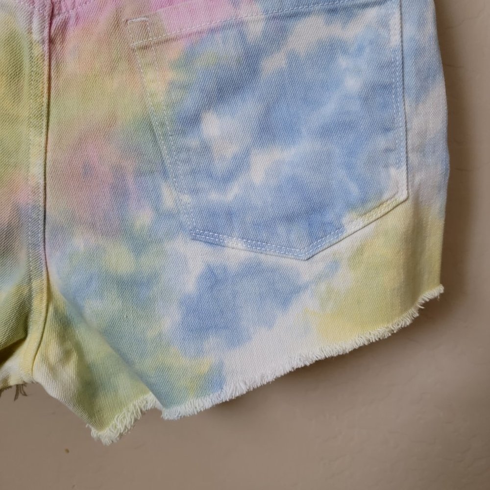 Blank NYC The Barrow Vintage High Rise Tie Dyed Denim Jean Shorts - Picture 12 of 14